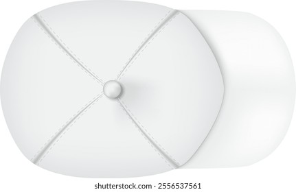 Classic white baseball cap lying on a white background, showcasing its simple design and blank space for customization, ideal for showcasing logos or designs