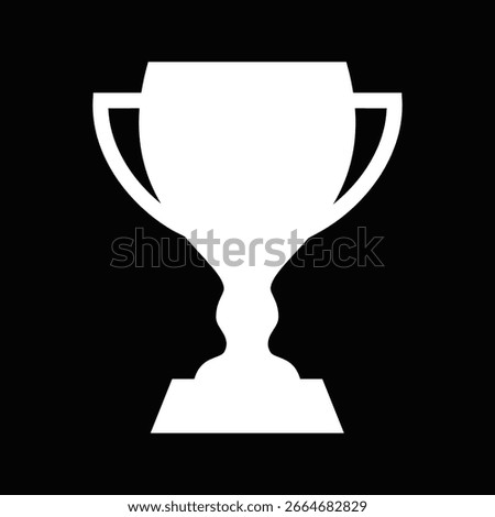 Classic White Champion's Trophy Cup Icon:  Bold Silhouette Desig