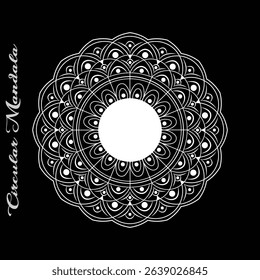Classic White Mandala on Black Background

