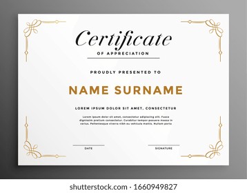 classic white multipurpose certificate template design concept