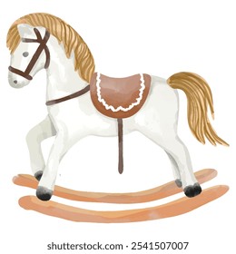 Classic White Rocking Horse with Saddle