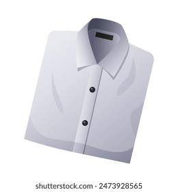 Classic white shirt with long sleeves and black buttons isolated on white background.