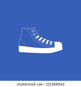 Classic white sneakers hand drawn vector illustration. Fashion isolated sport shoes in flat style for icon, logo or sign.