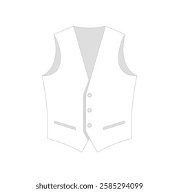 Classic white vests. Fashionable sleeveless clothing for stylish gentlemen and work uniform for luxury clubs and restaurants in retro design