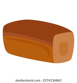 Classic whole wheat bread illustration in flat cartoon style, isolated on white background. Bakery menu