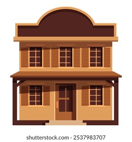 Classic wild west saloon building facade illustration featuring swinging doors, perfect for a western theme