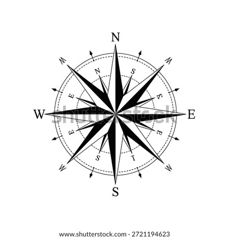 A classic wind rose compass displaying cardinal and intercardinal directions