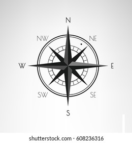 Classic wind rose compass isolated on white background  for design. Vector illustration. 