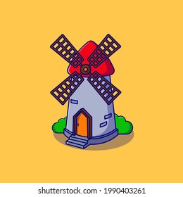 Classic windmill illustration design. Isolated object design concept. Suitable for landing pages, stickers, icons, book covers, etc.