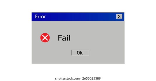 Classic window alert dialog box of system error. Vector illustration