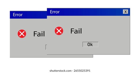 Classic window alert dialog box of system error. Vector illustration