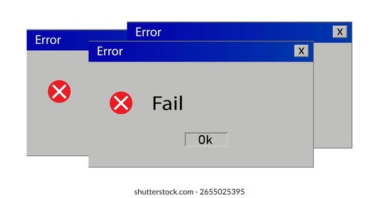 Classic window alert dialog box of system error. Vector illustration