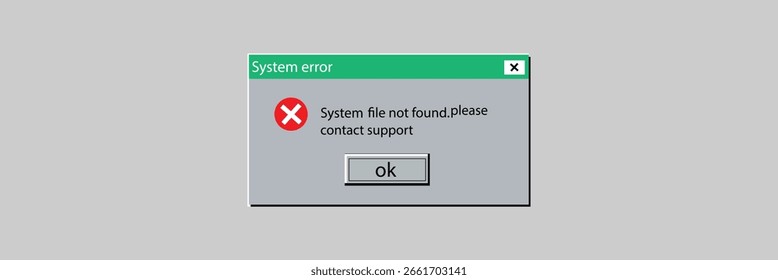 Classic window alert dialog box of system error. Warning Pop-up Window. Classic system error warning dialog. Critical error. 