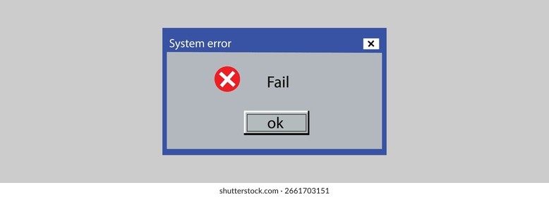 Classic window alert dialog box of system error. Warning Pop-up Window. Classic system error warning dialog. Critical error. 