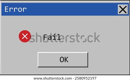 Classic window alert dialog box of system error. Warning Pop-up Window. Classic system error warning dialog. Critical error.