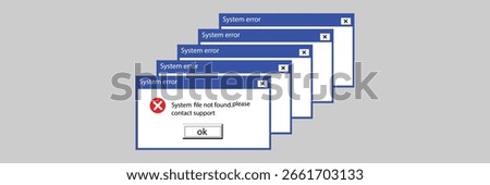 Classic window alert dialog box of system error. Warning Pop-up Window. Classic system error warning dialog. Critical error. 