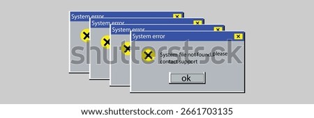 Classic window alert dialog box of system error. Warning Pop-up Window. Classic system error warning dialog. Critical error. 