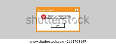 Classic window alert dialog box of system error. Warning Pop-up Window. Classic system error warning dialog. Critical error. 