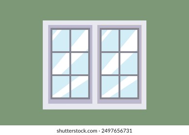 Classic window isolated on green background