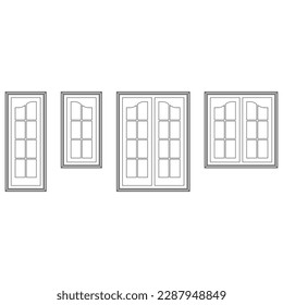 Classic-Fenster auf Schwarz-Weiß-Grafik, einzelne Skizze, Vektorgrafik
