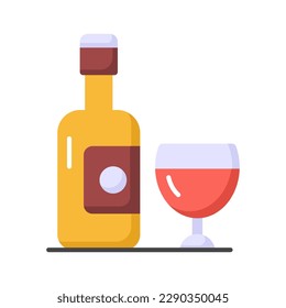 A classic wine bottle and glass icon, representing relaxation, sophistication, and socializing over a glass of wine
