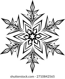 Classic Winter Snowflake Line Art – Decorative Christmas Vector Element for Greeting Cards, Seasonal Branding and Cozy Holiday Designs