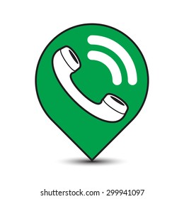 Classic wire phone handset in pin icon