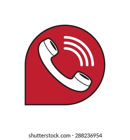 Classic wire phone handset in speech bubble icon