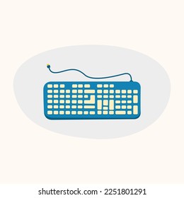 Classic wired keyboard design. Vector