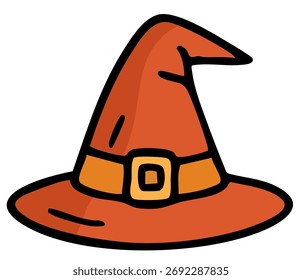 Classic witch hat illustration in orange theme for October events