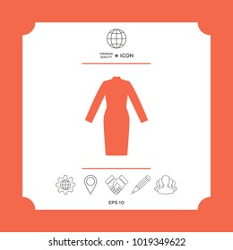 Classic woman dress with long sleeves the silhouette. Menu item in the web design