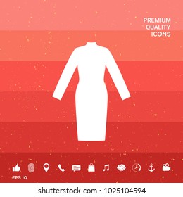 Classic woman dress with long sleeves the silhouette. 
