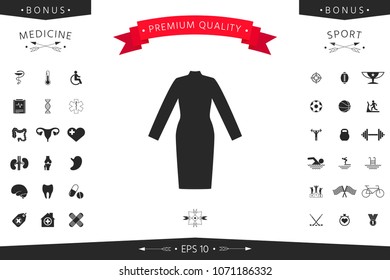 Classic woman dress with long sleeves the silhouette. 