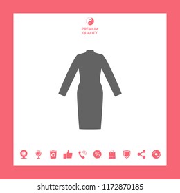 Classic woman dress with long sleeves the silhouette. 