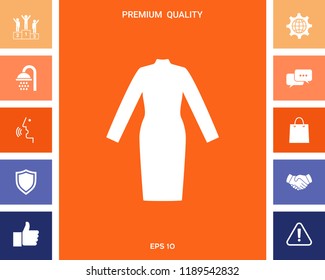 Classic woman dress with long sleeves the silhouette. 