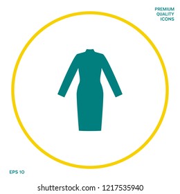Classic woman dress with long sleeves the silhouette. 