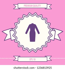 Classic woman dress with long sleeves the silhouette. 