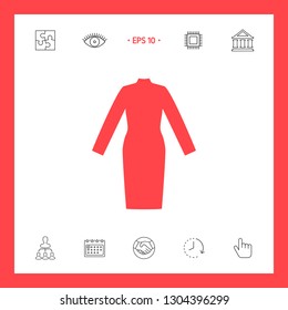 Classic woman dress with long sleeves the silhouette. 