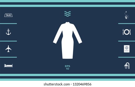 Classic woman dress with long sleeves the silhouette. 