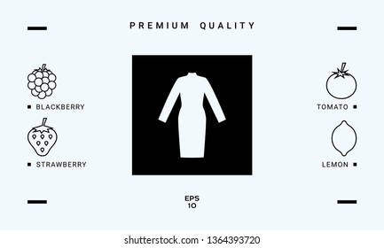 Classic woman dress with long sleeves the silhouette. 