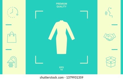 Classic woman dress with long sleeves the silhouette. 