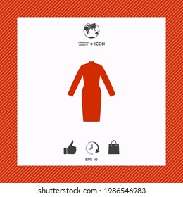 Classic woman dress with long sleeves the silhouette. Menu item in the web design