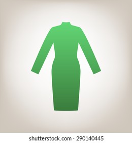 Classic woman dress with long sleeves the silhouette. Menu item in the web design.