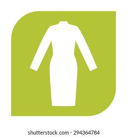 Classic woman dress with long sleeves the silhouette. Menu item in the web design.