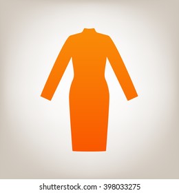 Classic woman dress with long sleeves the silhouette. Menu item in the web design.