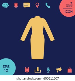 Classic woman dress with long sleeves the silhouette. Menu item in the web design