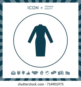 Classic woman dress with long sleeves the silhouette. Menu item in the web design