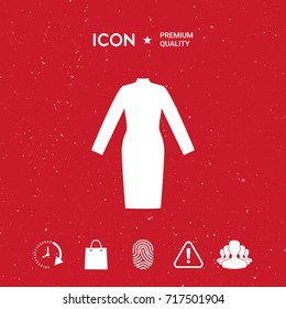 Classic woman dress with long sleeves the silhouette. Menu item in the web design