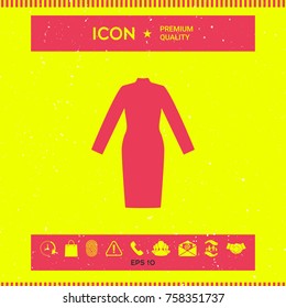 Classic woman dress with long sleeves the silhouette. Menu item in the web design