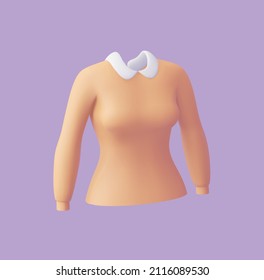 Classic Woman Shirt. Realistic 3d Vector Illustration.